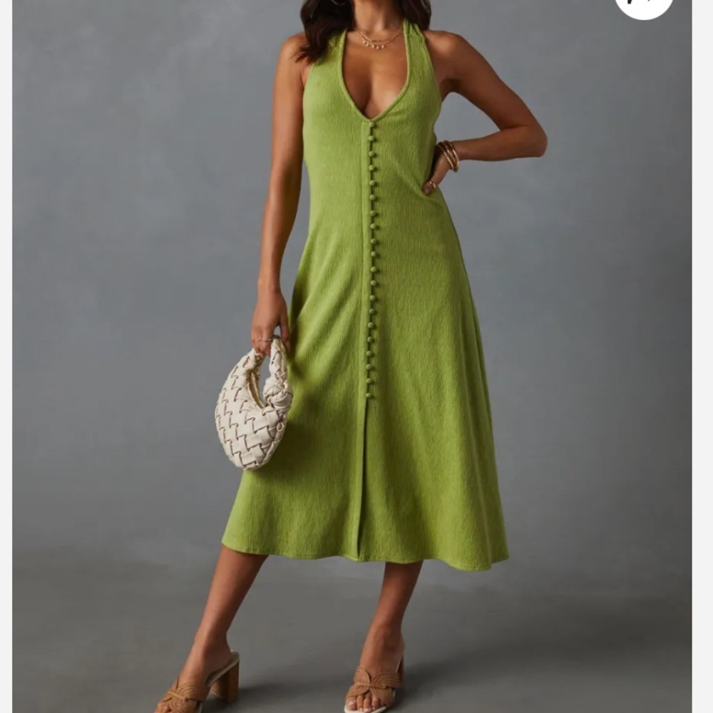 Vici Green Halter Midi Dress